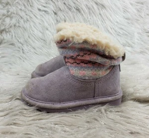 BEARPAW Purple Suede Wool Lined Slip On Boots Booties Toddler Size US 8 EUR 25 - Picture 1 of 6