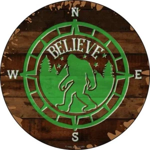 Sasquatch Compass Believe rundes rundes Blechschild 12" Haus Garage Wanddekoration - Bild 1 von 1