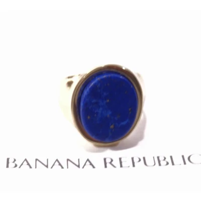 Banana Republic Women's Lapis Blue Speckle Oval Gold Signet Ring Sz 6 NWT 45 - Image 1 of 4