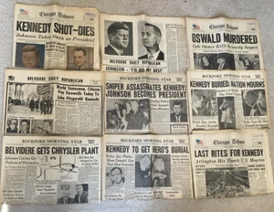 Lot of 9 JFK KENNEDY ASSASSINATION NEWSPAPERS 1963 - Picture 1 of 5