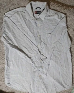 XL Chaps Blue Tag Button Down hellblau und weiß Streifen Langarm Emblem - Bild 1 von 17