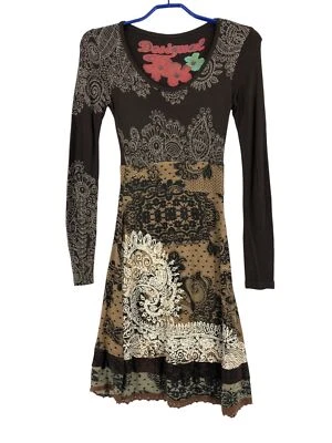 DESIGUAL Abito Lungo A Maniche Lunghe Fit & Flare Taglia XS - Immagine 1 di 4