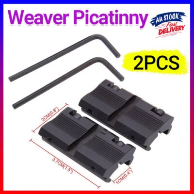 2PCS/Pack Tactical 11mm Dovetail to 20mm Weaver Picatinny Rail Adapter Mount AU - image 1 of 4