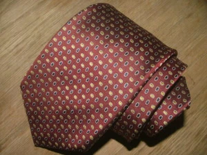 MENS LAUREN RALPH LAUREN TIE 100% SILK HAND MADE RED GEOMETRIC #0058 - Picture 1 of 5