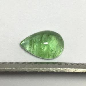 Natural green tourmaline cabochon gemstone good color pear shape 2.60 carat - Picture 1 of 5