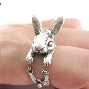 Neu mit Etikett silberner Hasenring ~ verstellbar ~ Modeschmuck ~ Statement-Ringe - Bild 1 von 1