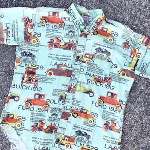 Vtg Varsity Shop Cars All-Over Print Button Down - Picture 1 of 7
