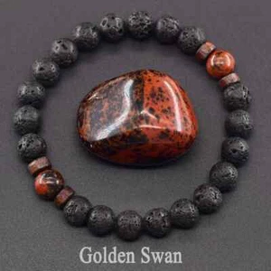 BRACELET HOMME TIBÉTAIN BOUDDHA PIERRE DE LAVE 8MM DIFFÉRENTES TAILLES & PIERRES - Bild 1 von 16