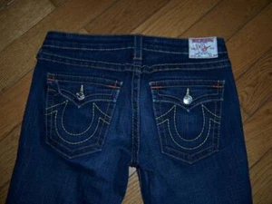 TRUE RELIGION WOMEN'S JOEY DARK DENIM JEANS SIZE 31 99% COTTON - Picture 1 of 3