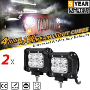 Pair 4" 18W Pods ED Work Light Bar Spot Beam Boat Truck ATV Offroad Driving Kit - Picture 1 of 12