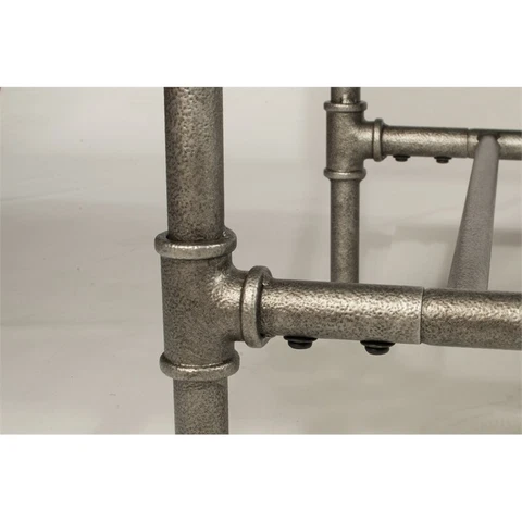 Bowery Hill Traditional Upholstered Counter Height Bench in Silver Cover