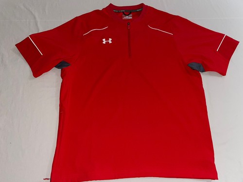 COACH Nuovo pullover Under Armour da uomo rosso medio sciolto 1⁄4 cerniera nuovi senza etichette!