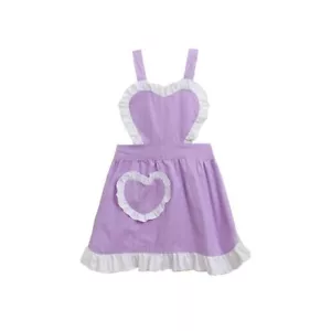 Cute Women's Apron Heart Pocket Lace Edge Cosplay Maid Dressing Apron Backless - Picture 1 of 7