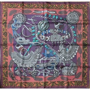 Hermes Scarf Zenobie Reine de Palmyre 90 cm silk purple Carre jewelery queen 35" - Picture 1 of 2