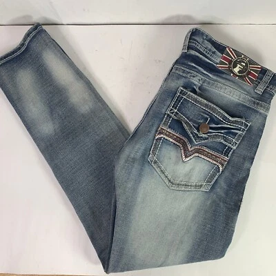 Pantalones de mezclilla elásticos cónicos ajustados de Monarchy Collection para hombre 34x32 Foto 1 de 4