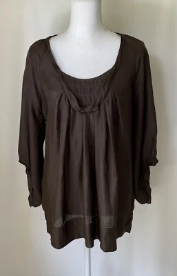 EUC Generra 100% шелк плиссированные оборками блузка размер L очень красивый - Изображение 1 из 4