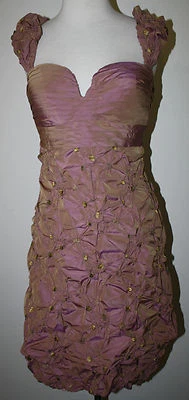 DINA BAR-EL платье S M розовое золото два тона Sweetheart верхний пузырь юбка вечеринки - Изображение 1 из 4