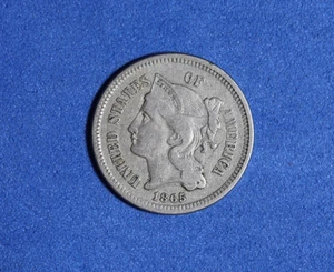 1865- III Three cent nickel -#P32552 - Picture 1 of 2
