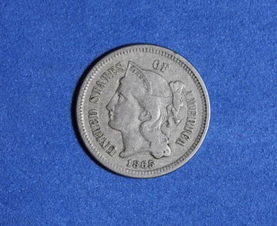 1865- III Three cent nickel -#P32552 - Image 1 of 2