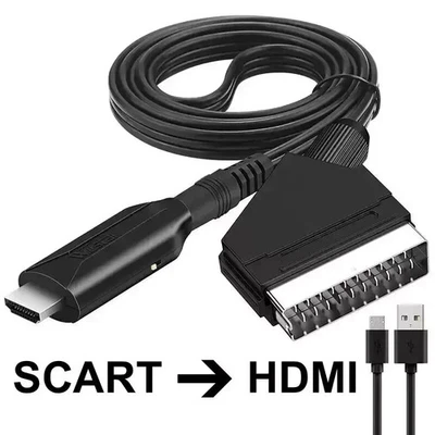 SCART auf zu HDMI Adapter Kabel 1 Meter Konverter Wandler HD Video Audio HD TV - Bild 1 von 4