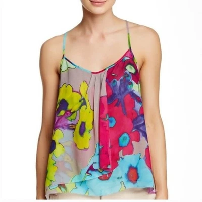 Trina Turk Silk Floral Print Spaghetti Strap Tank Top - Image 1 of 4