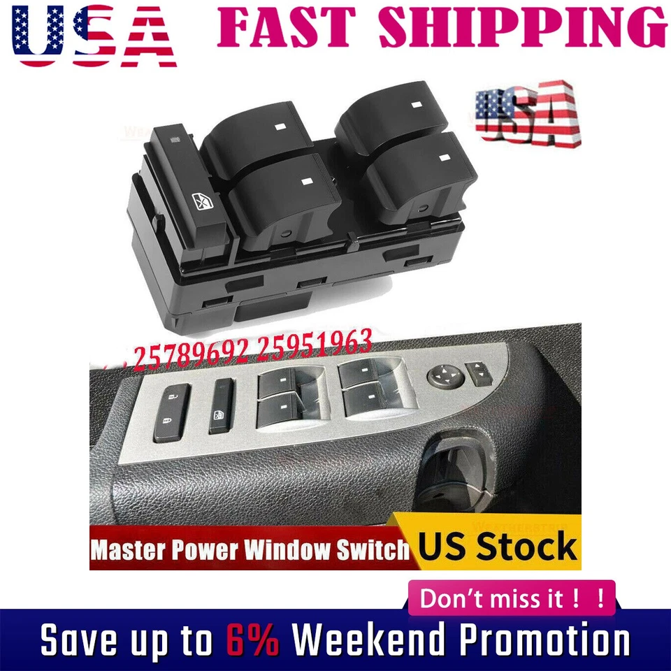 Interruptor de puerta Master Power Window apto para Chevrolet Silverado 2007-2013 20945129 Efkdo Foto 1 de 4