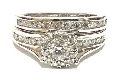Kay Jewelers 14k Solid White Gold Round Diamond Engagement Ring Set 6.4g Size 7 - Image 1 of 4