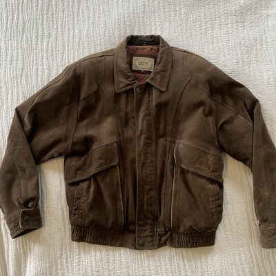 复古 LEVIS 西装棕色皮革夹克 M 码,阿兹特克衬里,风格 9718 — 第 1/4 张图片