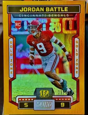 2023 Score Football Jordan Battle RC Rookie Gold Zone 03/50 Bengals - Image 1 of 2