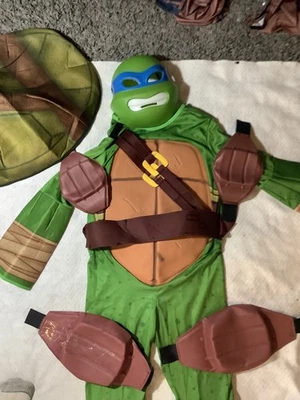 Disfraz Tortuga Ninja Adolescente Mutante Talla Mediana 8-10 LEONARDO Máscara Almohadillas Traje LEER Foto 1 de 4
