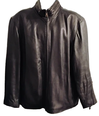 Abrigo Chaqueta de Cuero Pronto Uomo Para Hombre XL Negro Genuino 100% Cuero Suave A+ Foto 1 de 4