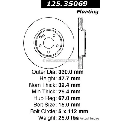 Disco de rotor de freio dianteiro central TCP para Mercedes S430 E500 S500 E350 E550 - Imagem 1 de 2