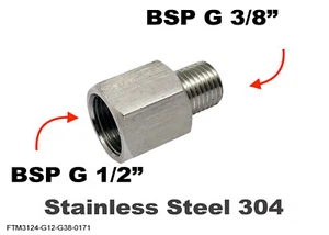 BSP G 1/2" Female to BSP G 3/8" Male Stainless Sensor Adaptor Fitting Conversion - Picture 1 of 6