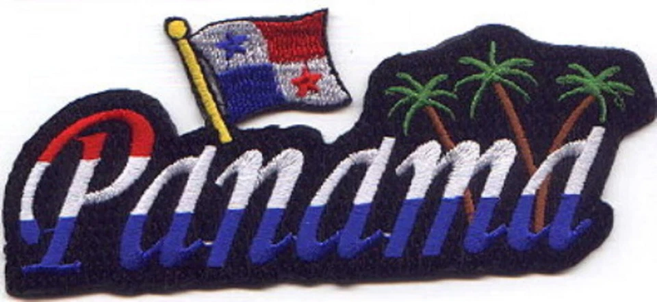 Panama/Flag/Tree Embroidered Patches 4.5"x2" iron-on - Image 1 of 1