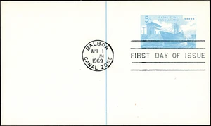 Canal Zone Postal Card Scott # UX17 - 5 Cents Light Blue with First Day Cancel - Picture 1 of 1