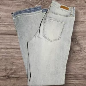 Dollhouse Jeans Women's 28 Light Blue Wash Straight Leg STRETCH Distressed - Picture 1 of 13