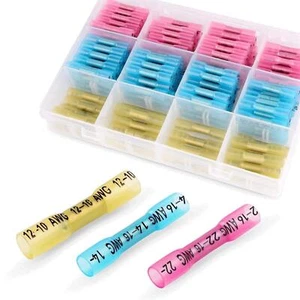 400/100Pc Waterproof Heat Shrink Butt Splice Wire Connectors Crimp Terminals Kit - Picture 1 of 25