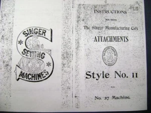 1905 Singer Attachments Manual Style 11 - #27 Sewing Machine free shpg - Picture 1 of 4