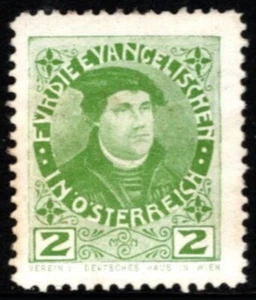 Vintage Austria Poster Stamp 2 Heller Martin Luther For The Protestants Austria - Picture 1 of 3
