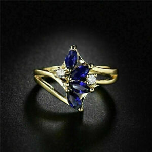 2Ct Marquise Cut Lab Created Blue Sapphire Women's Ring 14K Yellow Gold Plated