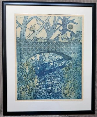 Impresión grabada vintage de Marcia Isaacs firmada numerada enmarcada arte moderno mate Foto 1 de 4