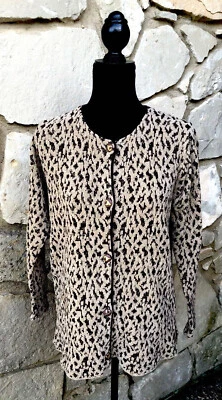 Cárdigan Suéter Vintage Carducci Talla M Marrón Dorado Metálico Estampado Animal  Foto 1 de 4