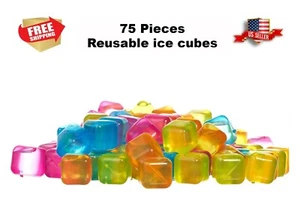 New Reusable Plastic Ice Cubes, Pack of 75 Colors May Vary, Free Shipping BPA - Picture 1 of 6