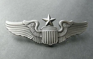 USAF AIR FORCE LARGE SENIOR PILOT WINGS LAPEL PIN BADGE 3 INCHES - Picture 1 of 2