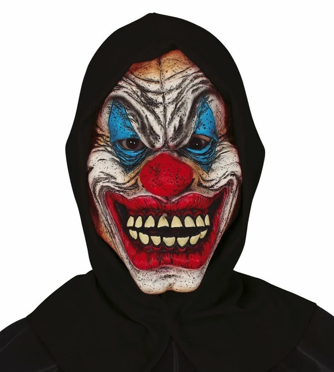 Halloween Black Clown Mask With Hood Hooded Costume Horror Balaclava Face GU2924 - Image 1 of 1