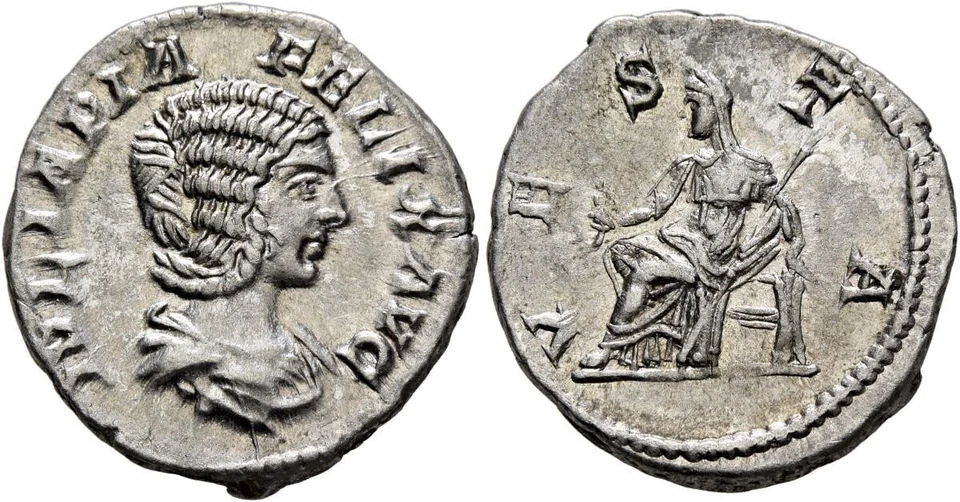 Julia Domna, Augusta, 193-217. Denario (Plata, 19 mm, 2,85 g, 7 h), Roma, 215 Foto 1 de 1