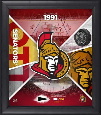 Ottawa Senators Framed 15" x 17" Team Impact Collage with a Piece of GU Puck Cover