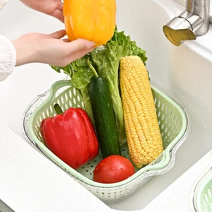 Vegetable Drainer Basket Kitchen Food Tool Plastic Fruit Strainer - Picture 1 of 12