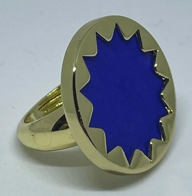 Anillo House of Harlow 1960 14KT chapado mediano Sunburst cóctel cobalto Foto 1 de 4