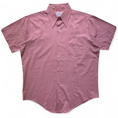 Camisa True Vintage Park Ave Pressão Permanente Gola Laço Rosa Botão para Cima 16 MCM - Imagem 1 de 4